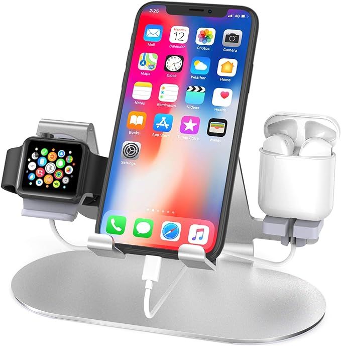 Charger Stand for Apple Watch iPhone & Airpods,3 in 1 Aluminum Charging Dock Holder for iPad,iWat... | Amazon (US)