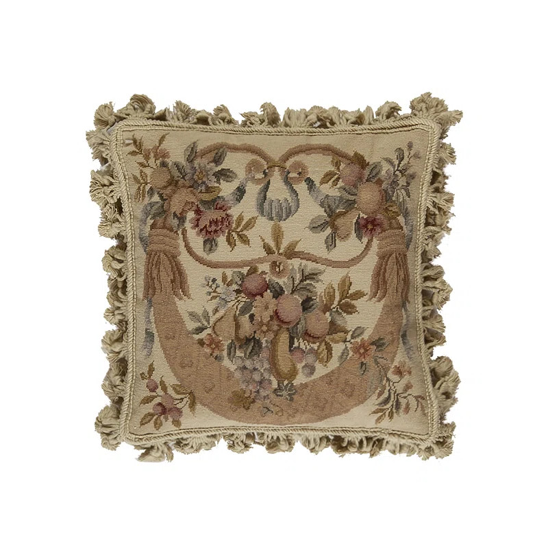 Needlepoint Fringed Wool Throw Pillow | Wayfair North America