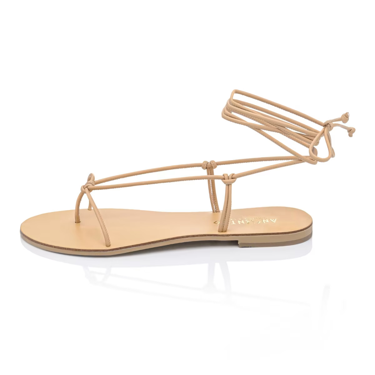 Lito Cord Handcrafted Flat Dress Sandal With Twisted Leather Cord Ankle Wrap And Toe Divider | Wolf & Badger (US)