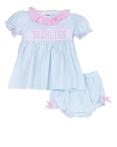 Mint Dot Knit Personalized Bloomer Set | Smockingbird Kids
