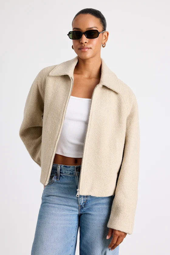 Brixlynn Beige Wool Collared Jacket | Lulus