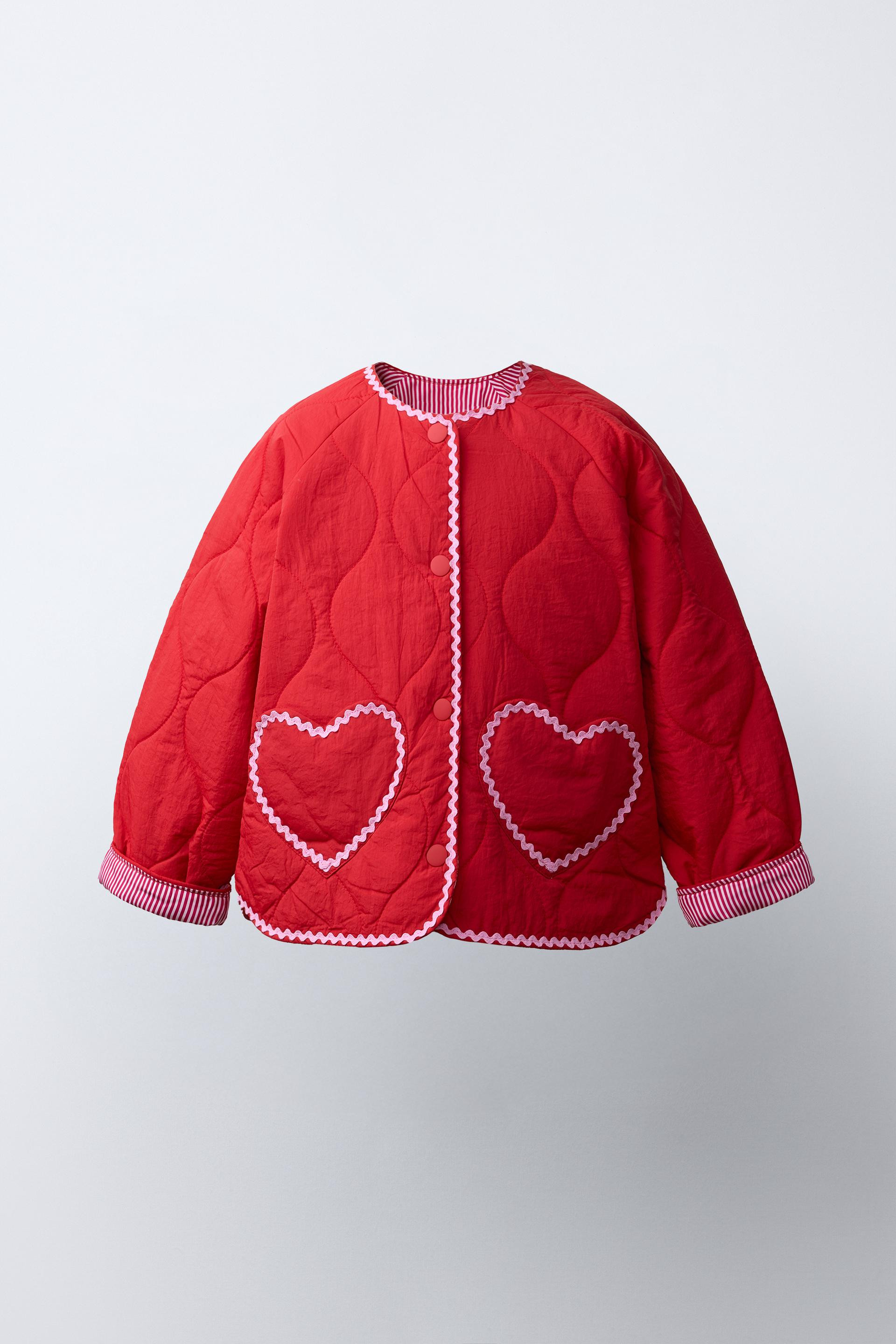 Zara - Heart Quilted Jacket - Red - 4 Years (40,9 Inches) - Kids | Zara US