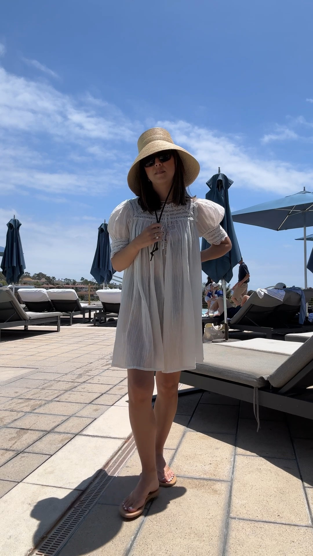 4th of July weekend  by the pool. Cover up is old Doen. Linked similar. 

DÔEN dress xxs - old
Hunza G bikini navy 
Tkees sandals 5
Janessa Leone hat small
Celine sunglasses 
Dorsey James necklace 15”
Electric Picks earrings.

#LTKmomlife #LTKPetite