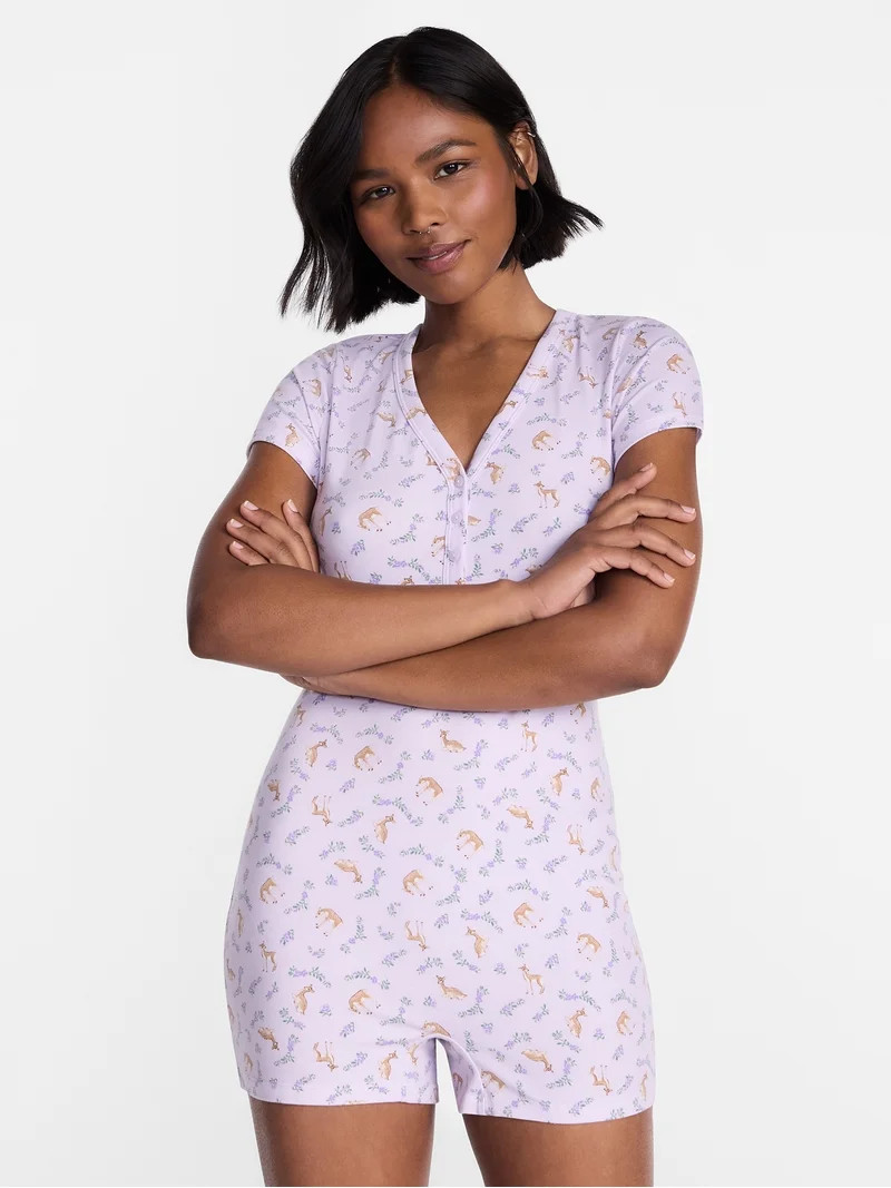 No Boundaries Cloud Core Sleepwear Romper, Women's XXS-3X | Walmart (US)