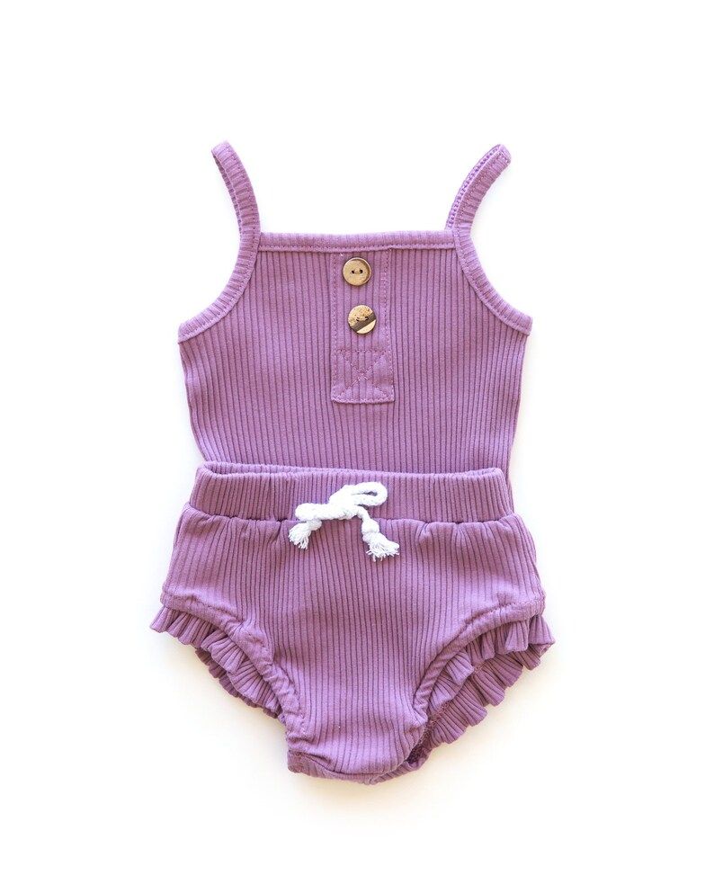 Baby Girl Summer Two Piece Outfit Purple Baby Tank Top Onesie | Etsy | Etsy (US)