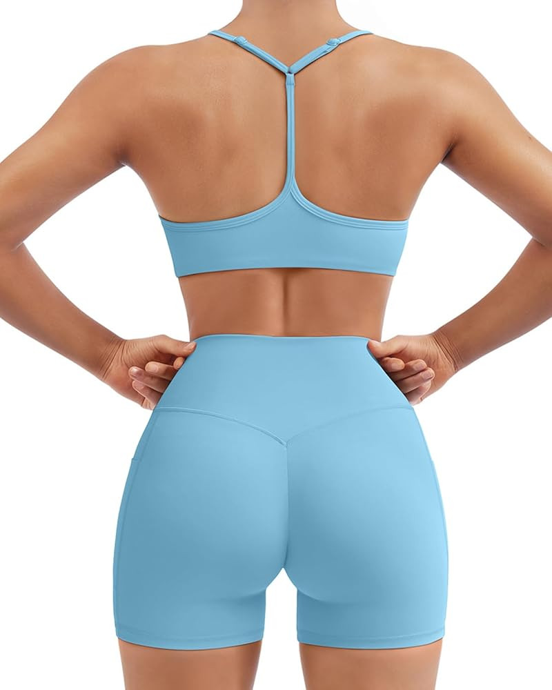 SUUKSESS Workout Sets for Women Y Back Sports Bras Padded Racerback Low Impact Thin Strap Top Bik... | Amazon (US)