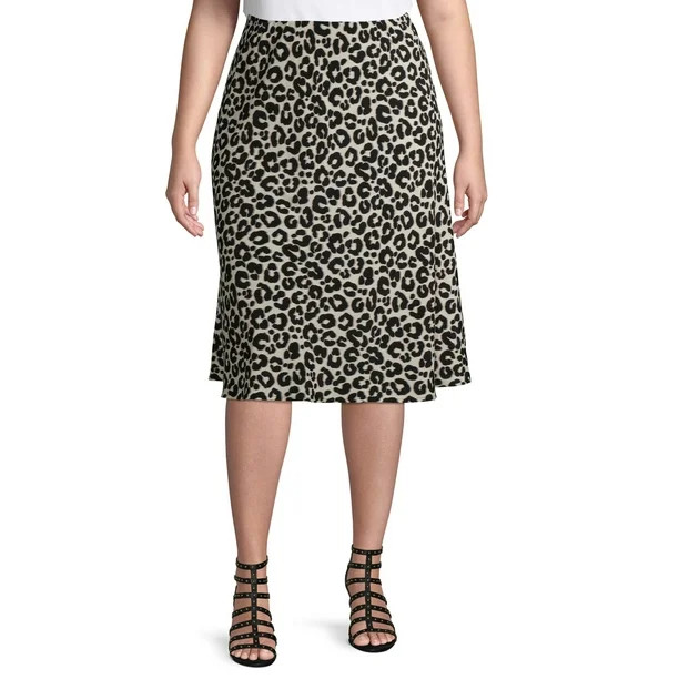 Terra & Sky Women's Plus Size Leopard Slip Skirt | Walmart (US)