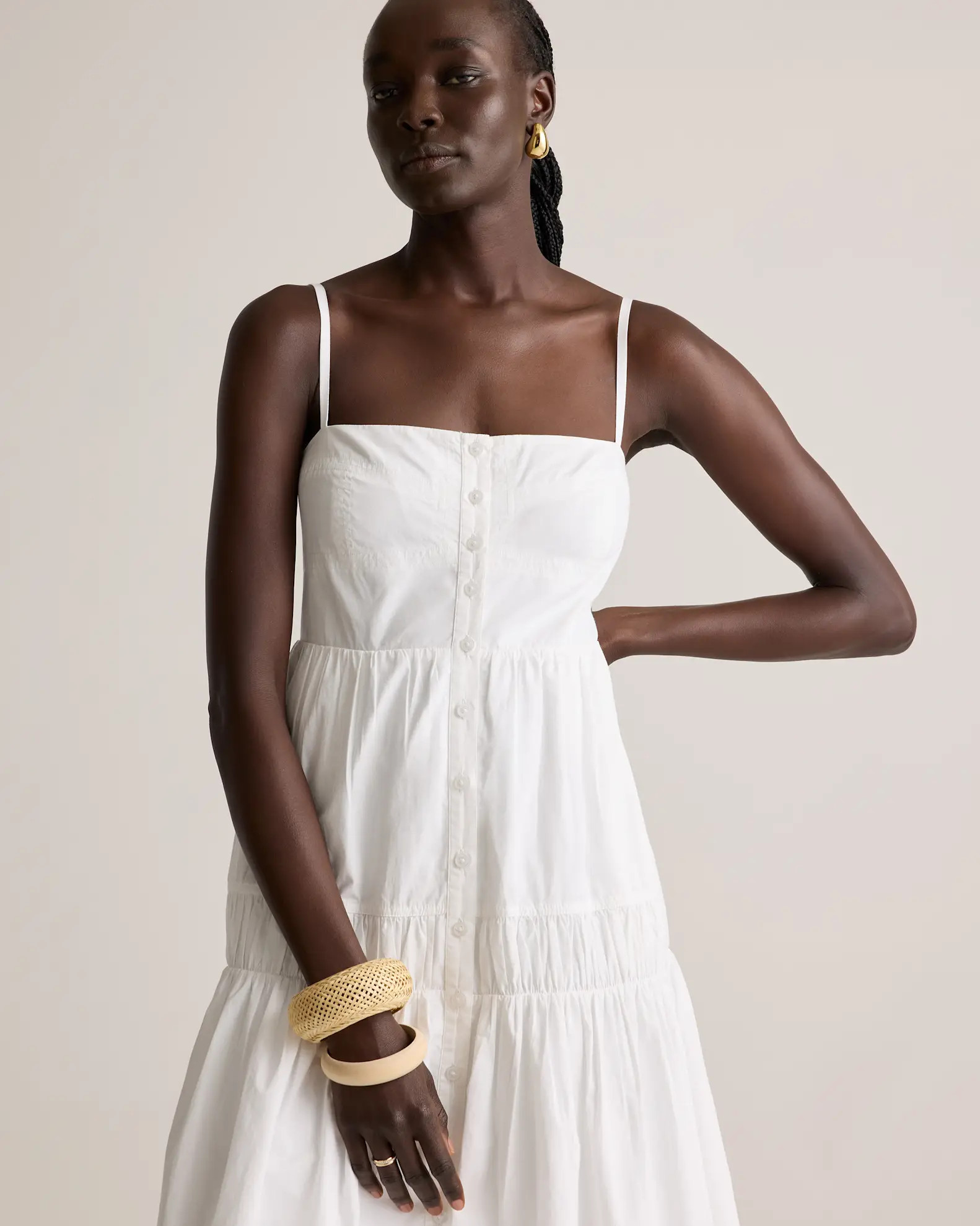 100% Organic Cotton Poplin Spaghetti Strap Maxi Dress | Quince