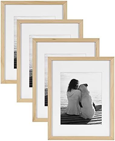 DesignOvation Gallery 11x14 matted to 8x10 Wood Picture Frame, Set of 4, Natural, 4 | Amazon (US)