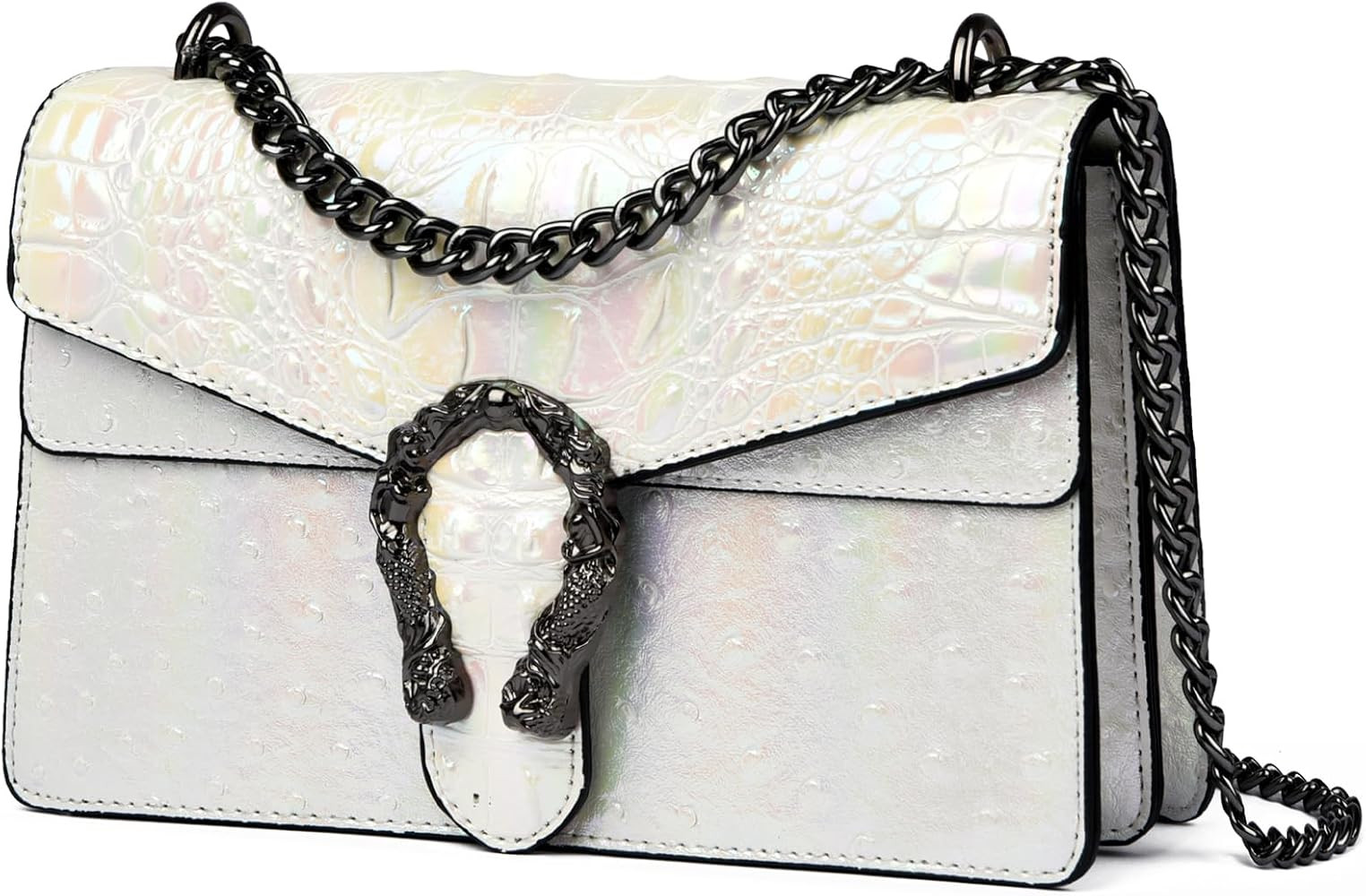 MYHOZEE Crossbody Bags for Women - Snake Printed Clutch Purses Leather Chain Shoulder Bags Evenin... | Amazon (US)