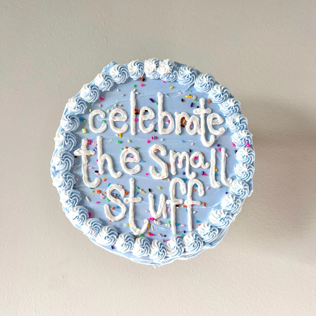 8” Blue Fake Cake Art, Celebrate the Small Stuff, 8 Inch Wall Decor, Dopamine Decor, Cake Wall ... | Etsy (US)