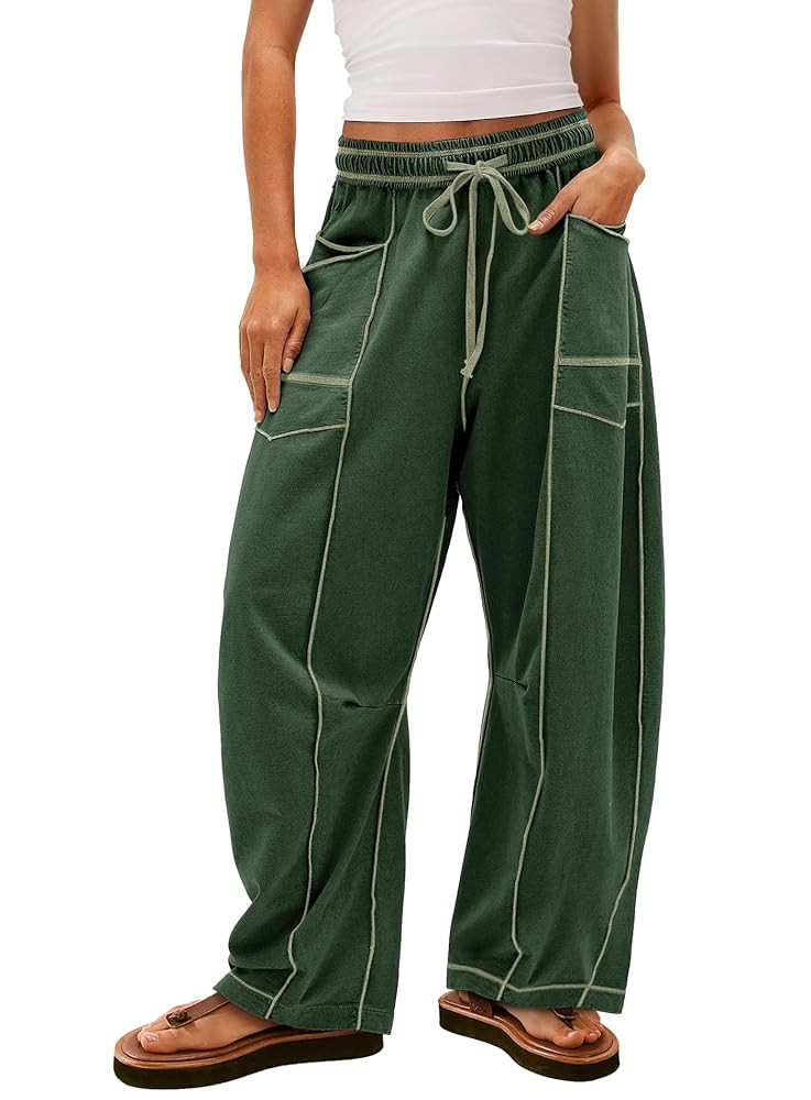 Yanekop Womens Baggy Wide Leg Pants Casual Fall Trousers Palazzo Pants Drawstring Waist Barrel Sw... | Amazon (US)