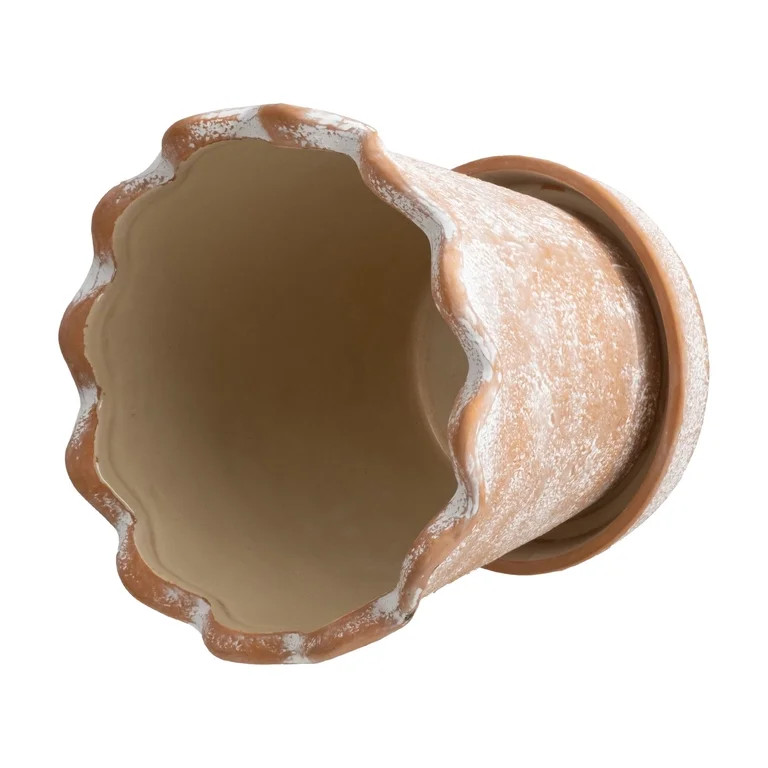 My Texas House 8" Wave Terracotta Ceramic Planter Pot, Indoor & Outdoor Use | Walmart (US)