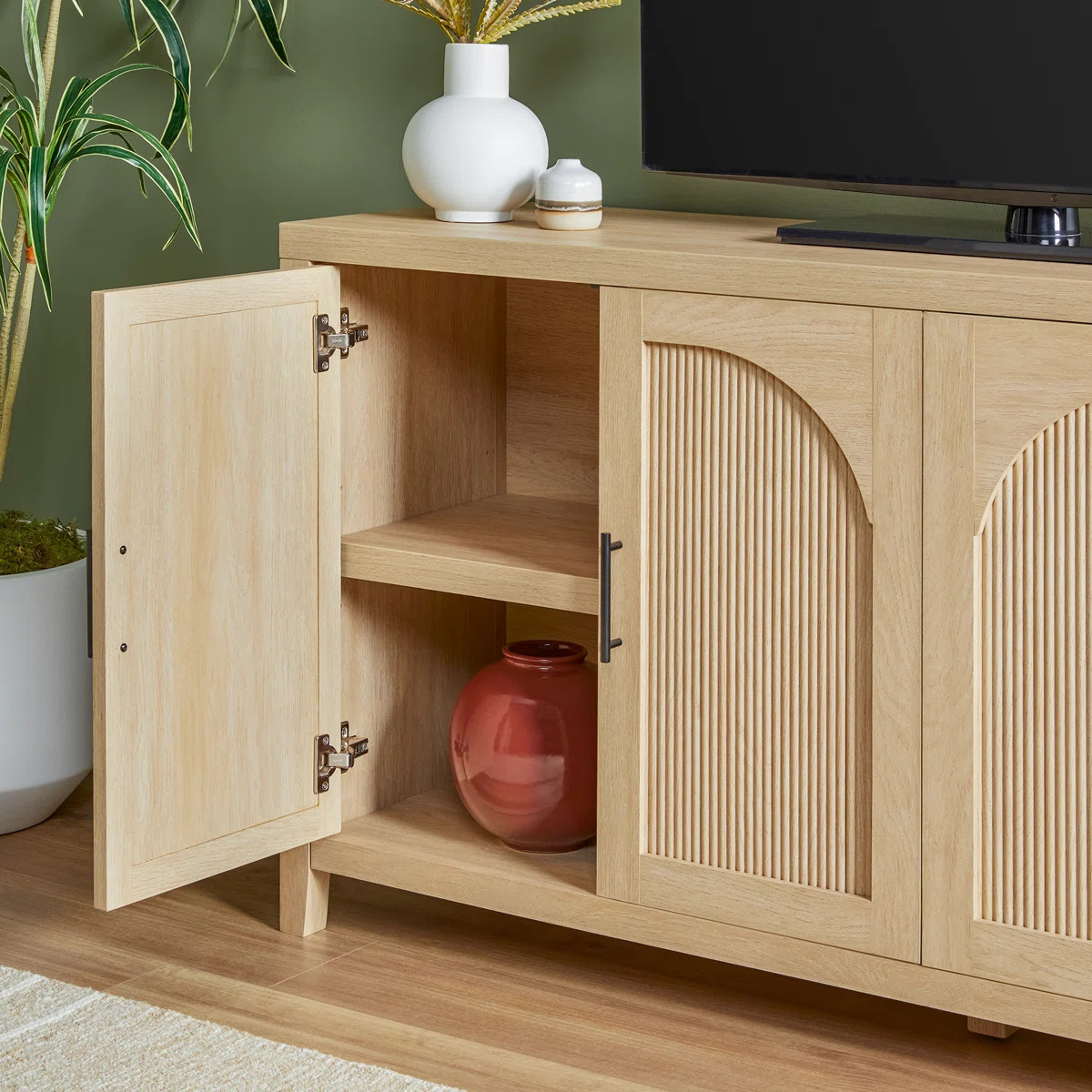 Eilisha Modern Reeded Sideboard with Arched Doors | Wayfair North America