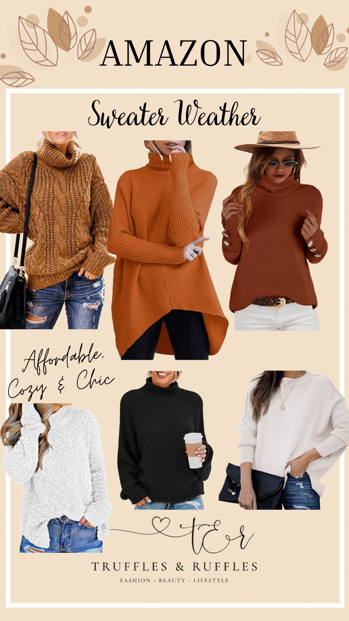 🍂AMAZON SWEATER WEATHER🍂 
Cozy sweaters//chunky sweaters//orange turtleneck sweater with buttons//burnt orange sweater//fuzzy popcorn white sweater//black batwing sweater//cozy finds//fall finds//fall fashion//trufflesandruffles_xoxo 

#LTKSeasonal #LTKHalloween #LTKstyletip