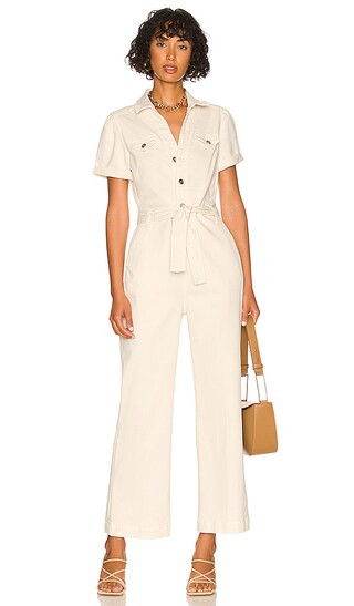 Anessa Puff Sleeve Jumpsuit in Quartz Sand | Revolve Clothing (Global)