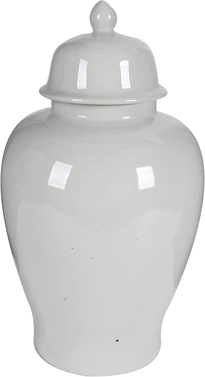 Benjara, White Benzara BM165658 Ceramic Ginger Jar with Lid | Amazon (US)