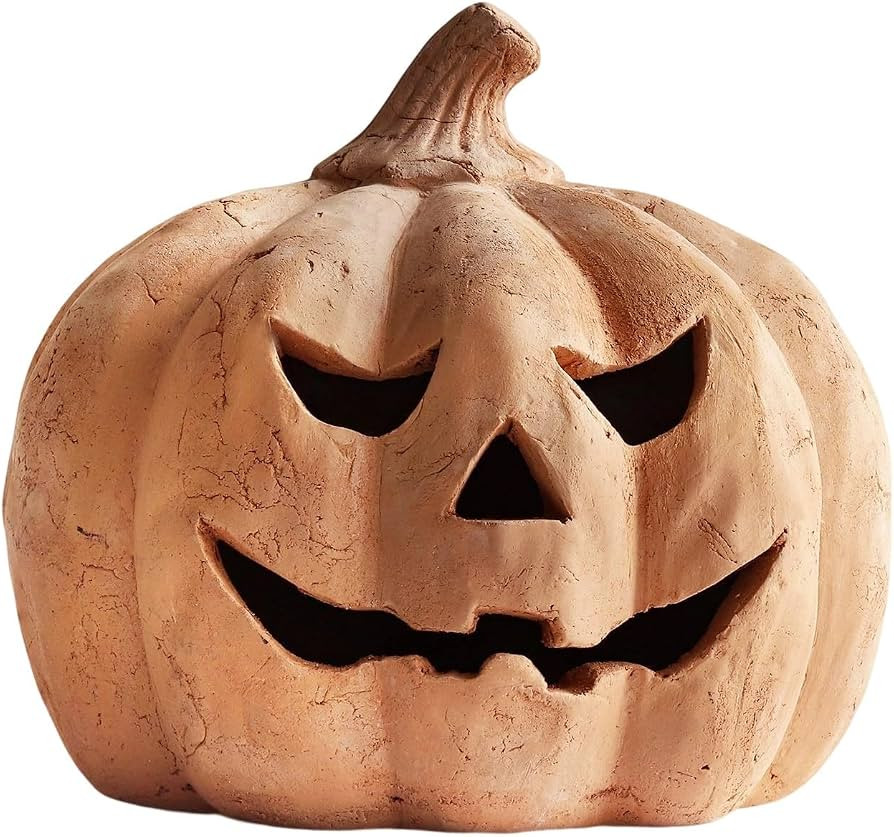 Amazon.com: Halloween Decorations, Fall Decor, Handmade Terracotta Jack O Lantern Pumpkin for Outdoor Indoor, Spooky Decoration Centerpieces for Tables Porch Yard Home Kitchen Front Door Mantel (Orange-B) : Home & Kitchen | Amazon (US)