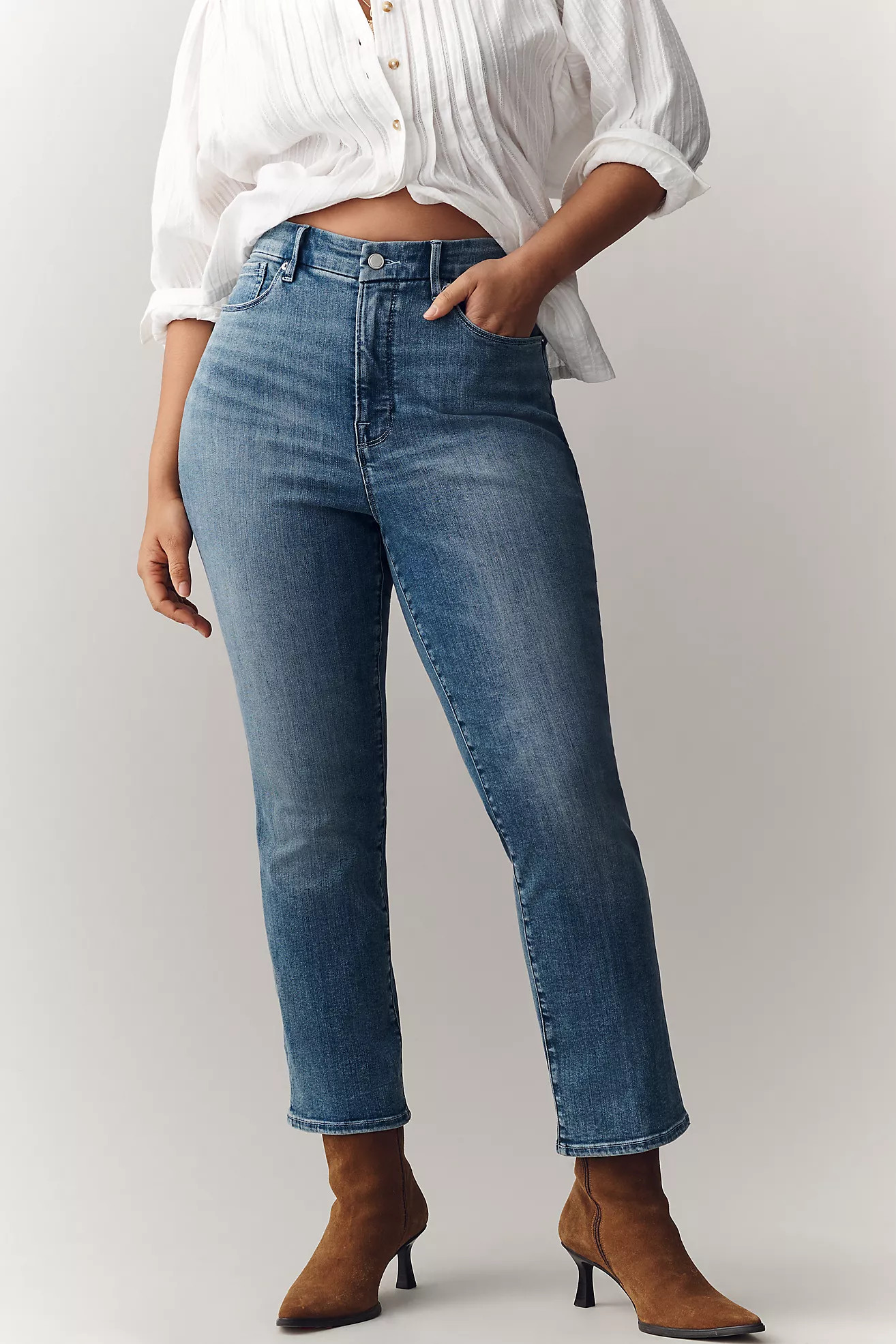 Good American Good Legs High-Rise Straight Jeans | Anthropologie (US)