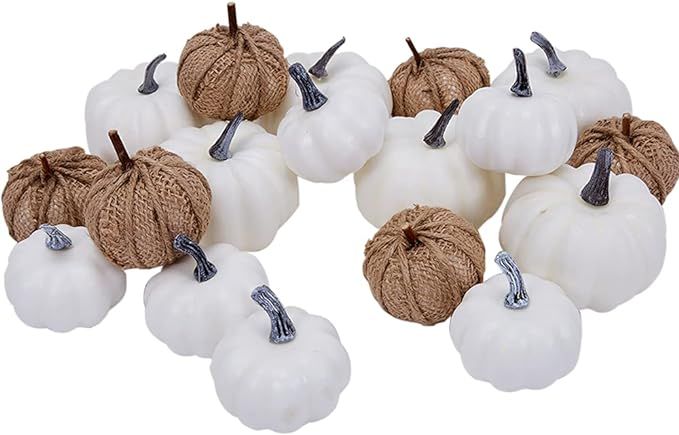 Artmag 18pcs Mixed Artificial Pumpkins Assorted Sizes Harvest Pumpkins for Fall Wedding Thanksgiv... | Amazon (US)
