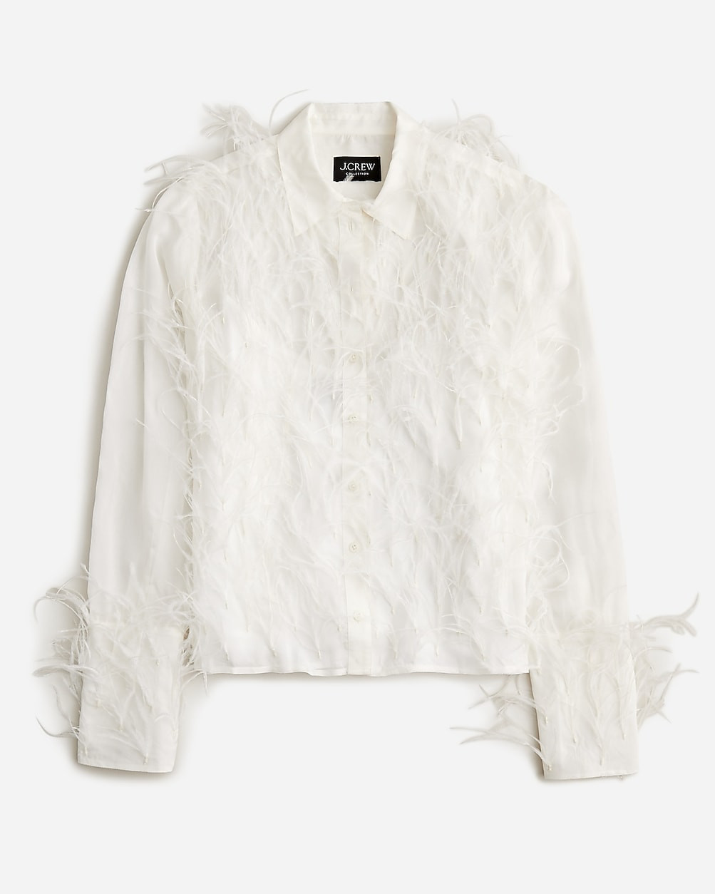 Collection organza button-up shirt with feathers | J. Crew US