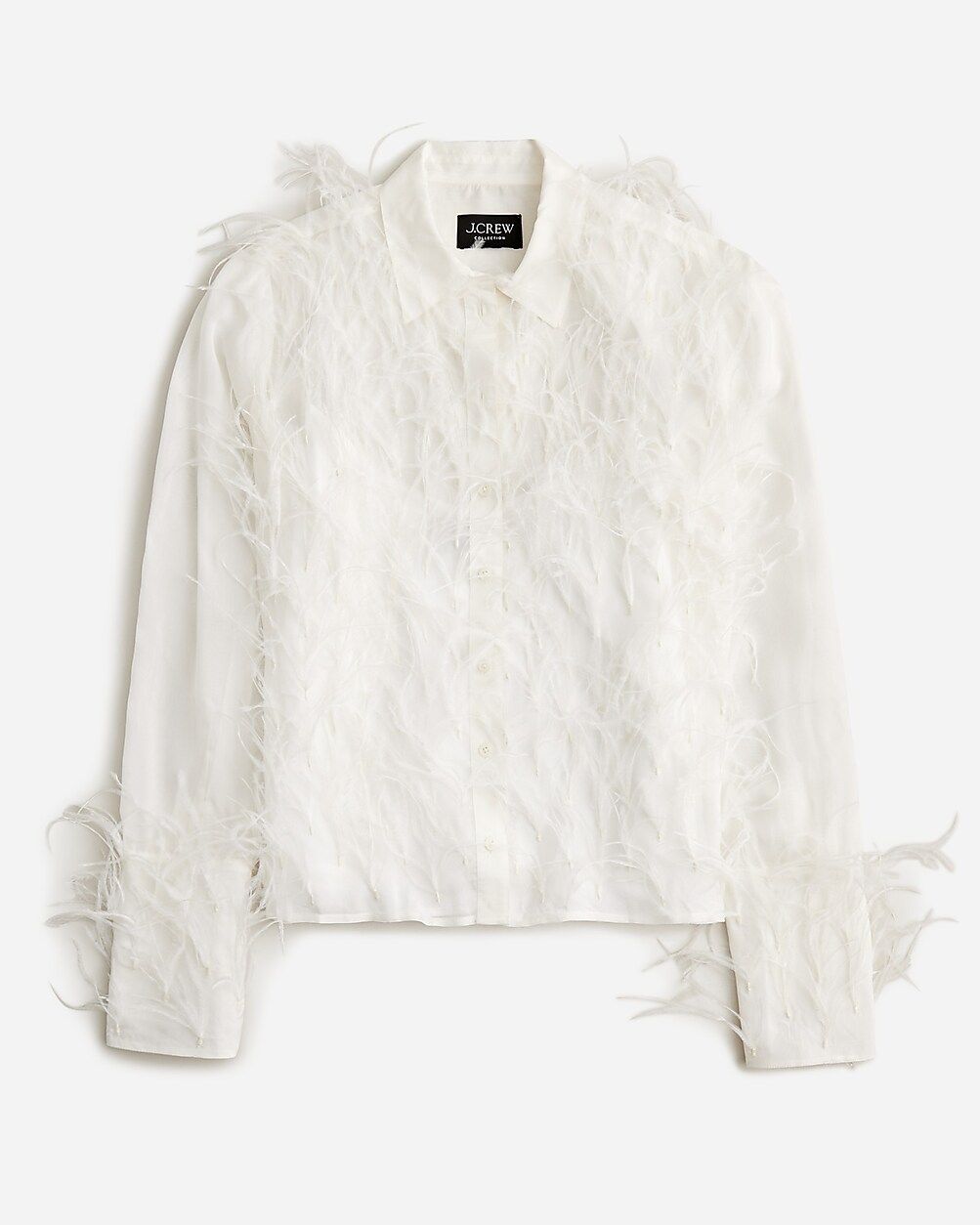 Collection organza button-up shirt with feathers | J.Crew US