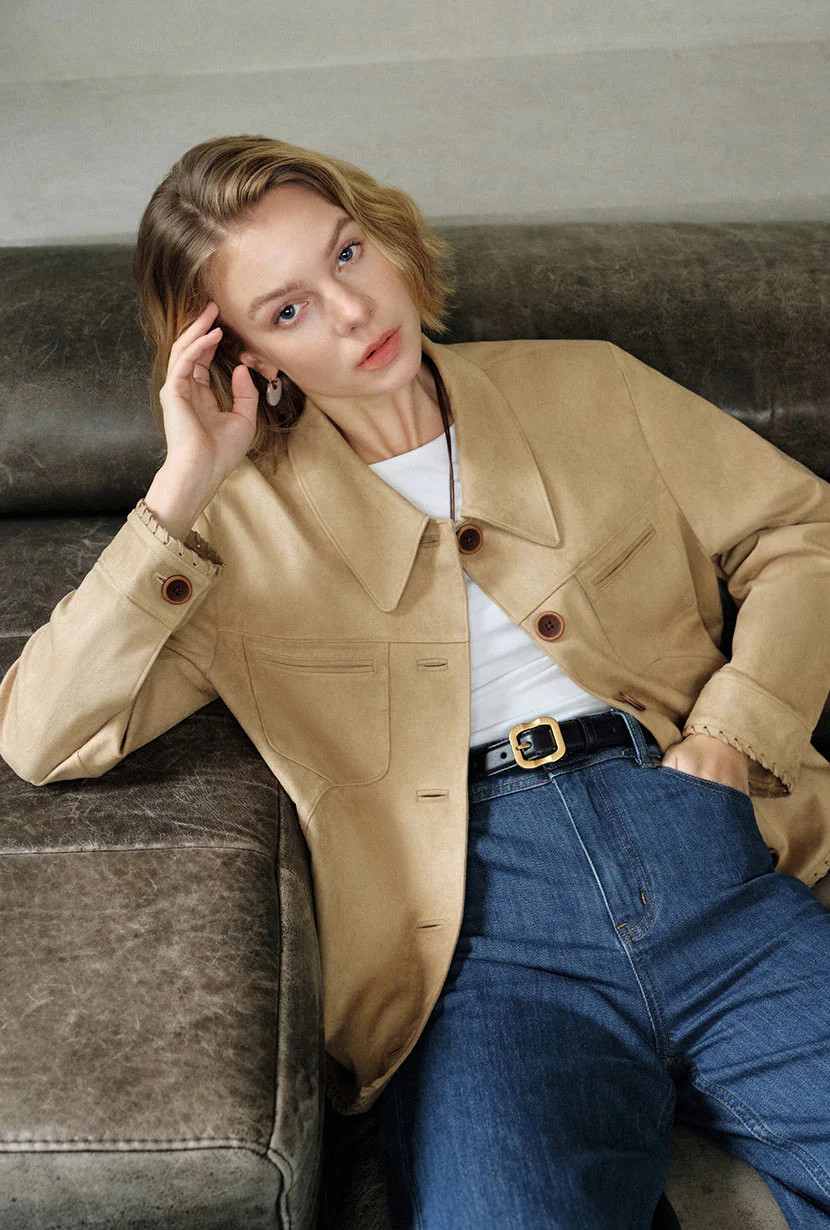 Chiara Suede Jacket - Camel | Petite Studio NYC