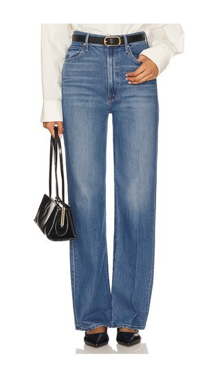 MOTHER High Waisted Tunnel Vision Sneak Jeans in Blue. - size 29 | Revolve Clothing (Global)