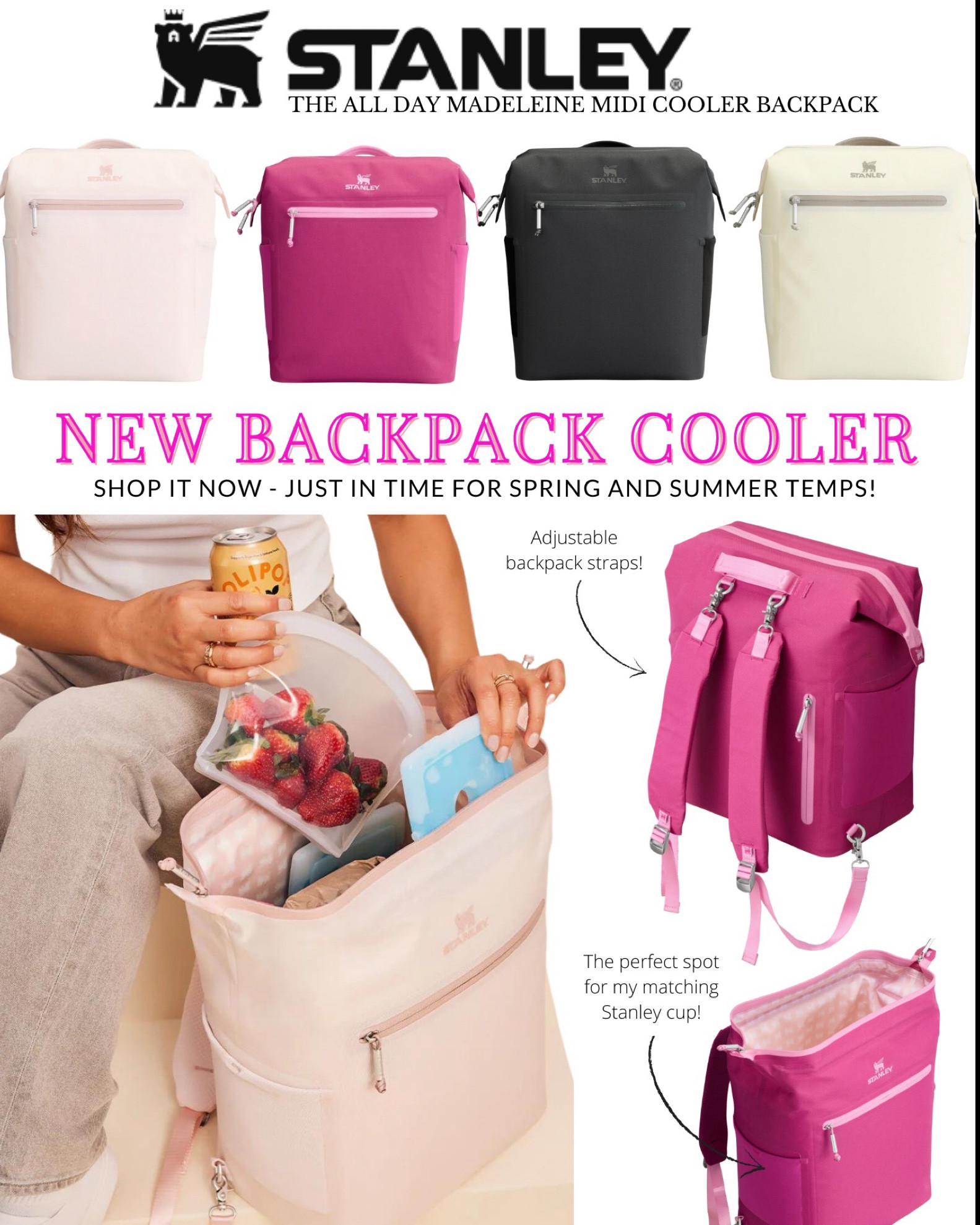 The new Madeleine Midi Cooler Backpack from @stanley_brand launches today! Comes in 4 colors, holds 20 cans and is perfect for summer beach days! 
#StanleyPartner 

#LTKtravel #LTKitbag #LTKparties