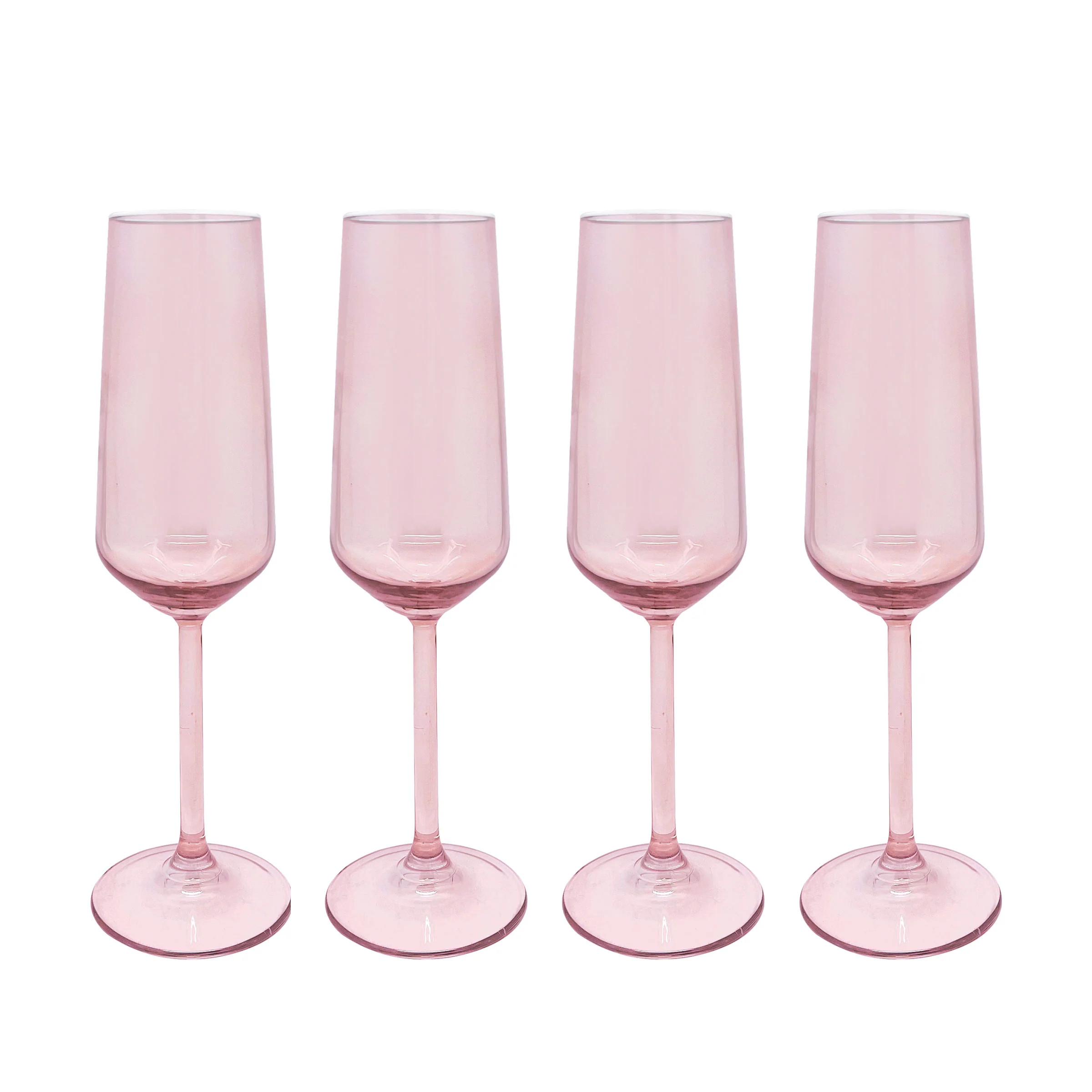 Fine Line Quartz with White Rim Champagne Flute Glass Set of 4 | Mariposa