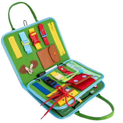Ancistro Busy Board, Montessori Toys for 1 2 3 4 Years Old, Sensory Toys, Girls & Boys Preschool Toddler Activities Educational / Travel Toys for Fine Basic Dress Motor Skills | Amazon (US)
