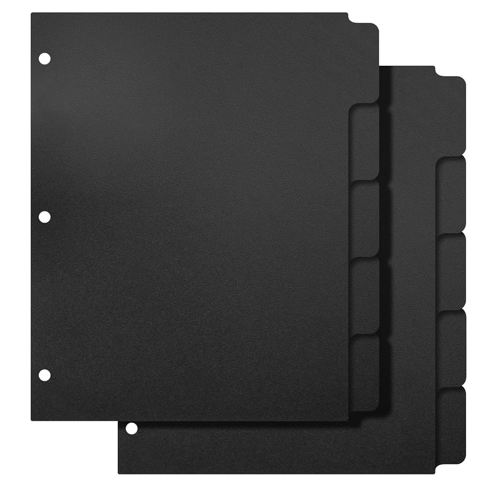 3 Ring Binder Dividers with 5-Tabs for Letter Size, 1/5 Cut, 3-Hole Punched, Write & Erase Plasti... | Amazon (US)