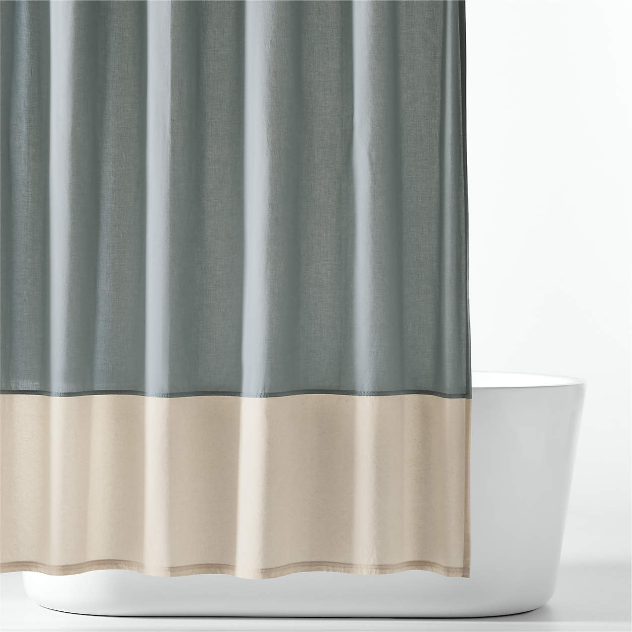 HueDrop Mist Blue 100% Organic Cotton Kids Shower Curtain | Crate & Kids | Crate & Barrel