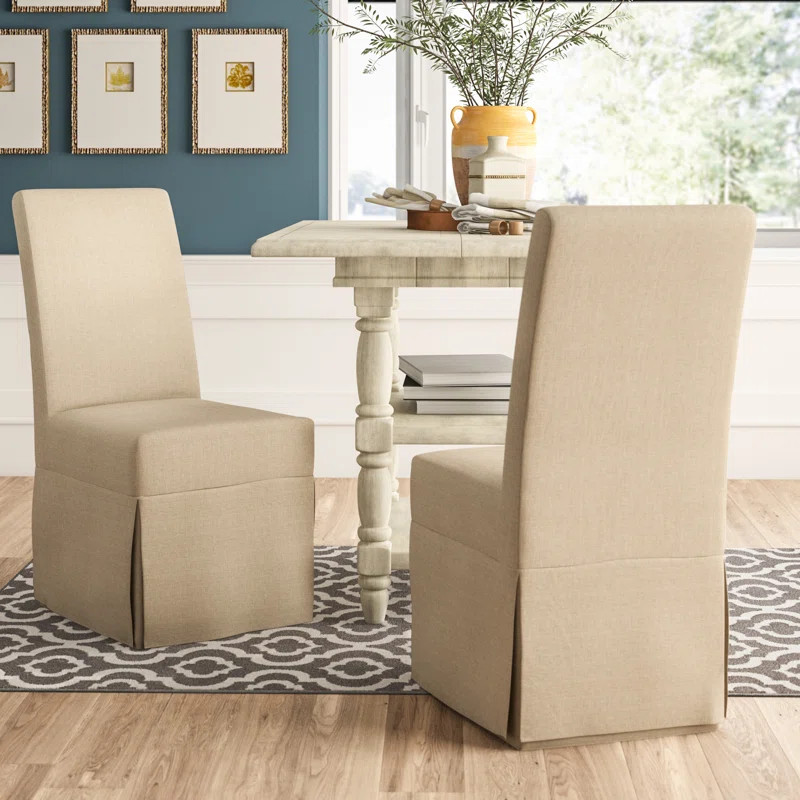 Adairsville Linen Upholstered Dining Chair in Beige (Set of 2) | Wayfair North America