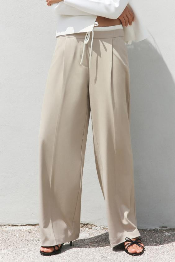 WIDE-LEG TROUSERS WITH DOUBLE WAISTBAND | Zara US