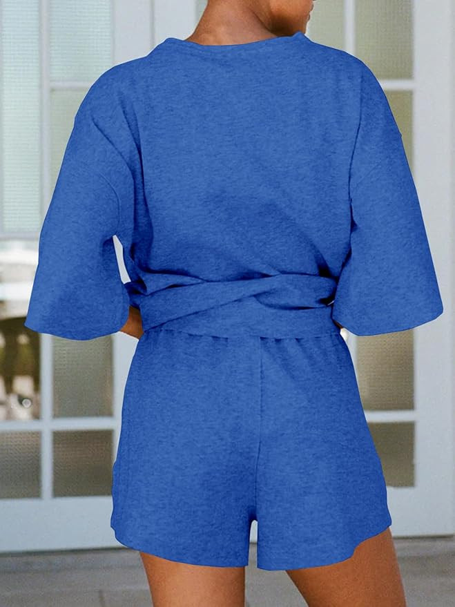 Tankaneo Womens Pajama Sets 3/4 Sleeve Oversized Tops and Elastic Waist Shorts Lounge Sets Lounge... | Amazon (US)