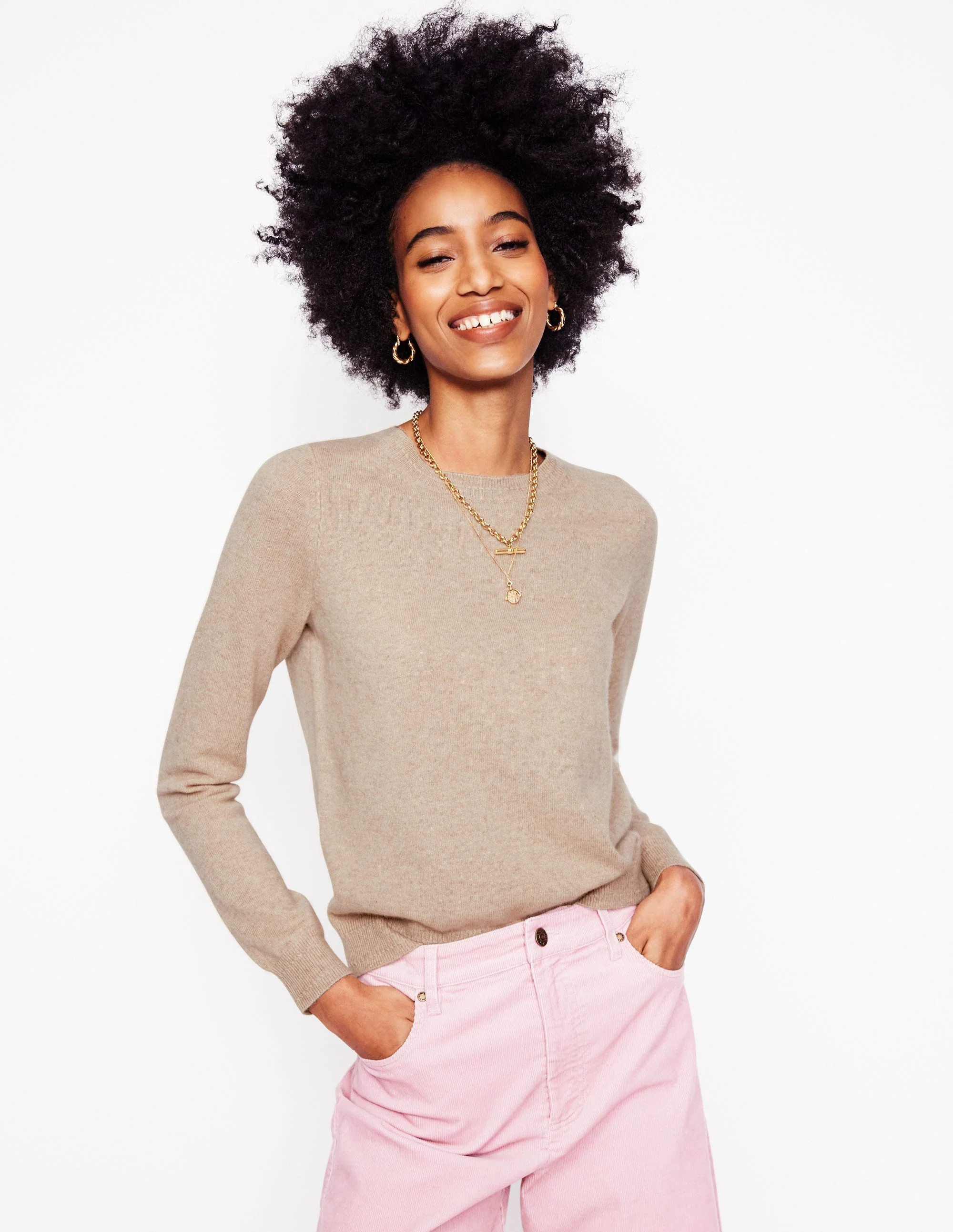 Eva Cashmere V-Neck Sweater-Chinchilla Melange | Boden (US)