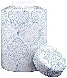 Creative Co-Op Blue & White Decorative Ginger Jar with Lid | Amazon (US)