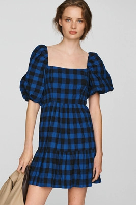 Somerset Puff-Sleeve Plaid Mini Dress | Anthropologie (US)