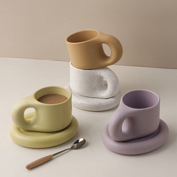 Modern Ceramic Mug Set | Etsy (US)