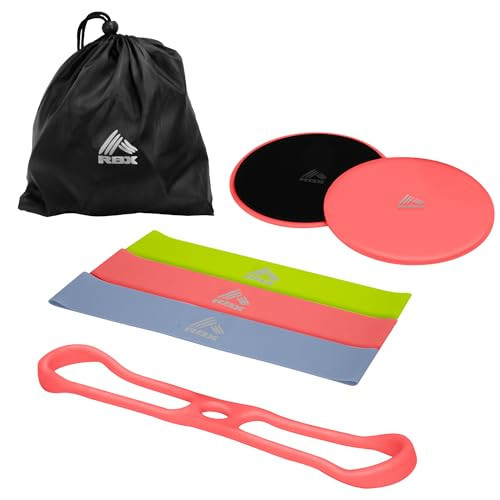 RBX 5 Piece Home Gym Workout Kit - Light, Medium, Heavy Resistance Bands, Figure 8 Resistance Tube, Pilates Core Sliders & Carry Bag | Amazon (US)
