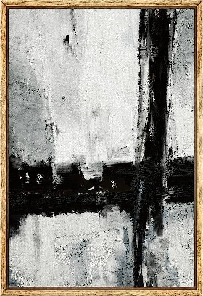 Zenobia Framed Canvas Print Wall Art Texture Black & Gray Color Blocks Abstract Shapes Drawings M... | Amazon (US)