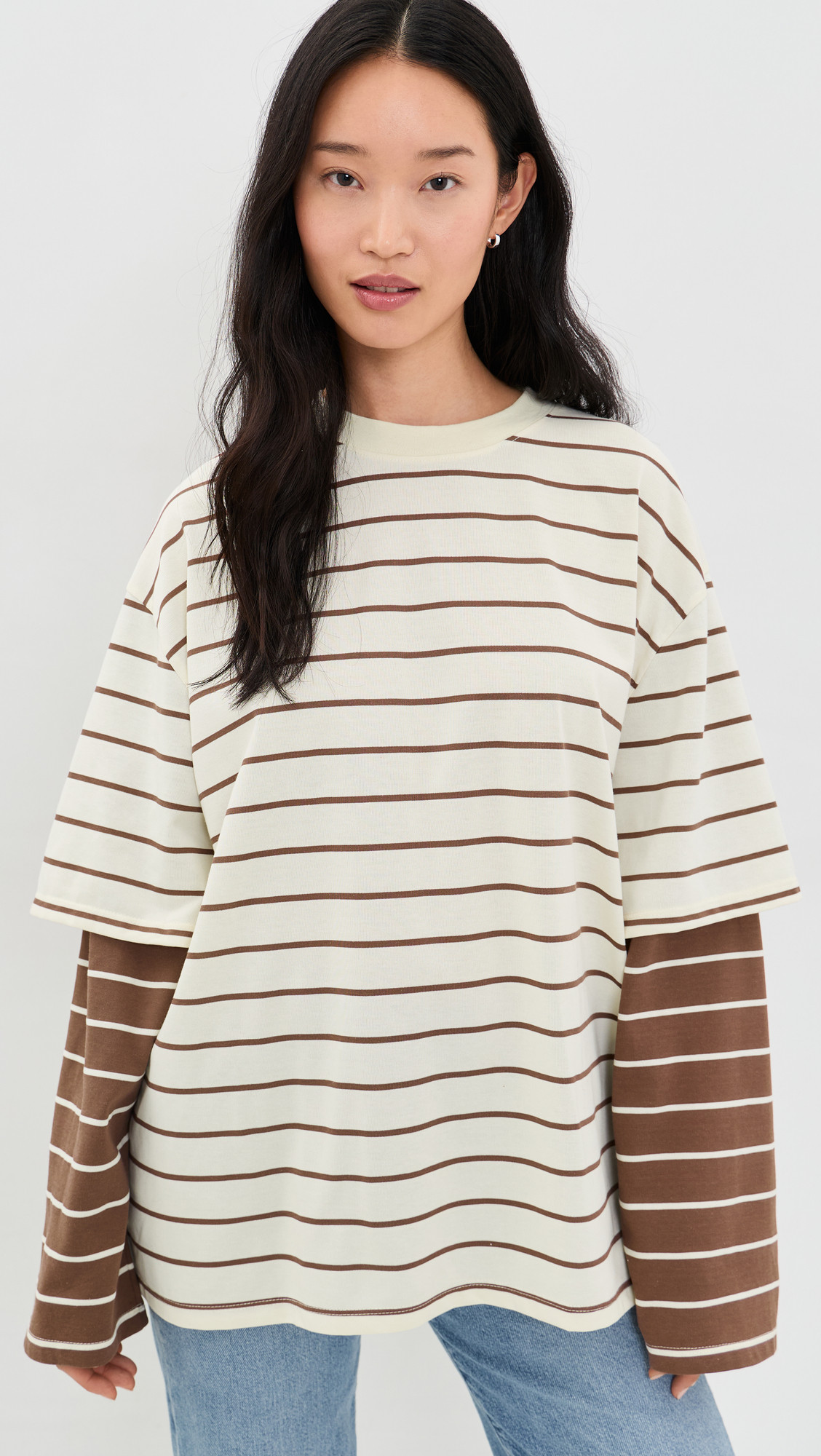 Lioness Bottega Shirt Vanilla Cocoa Stripe XS | Shopbop