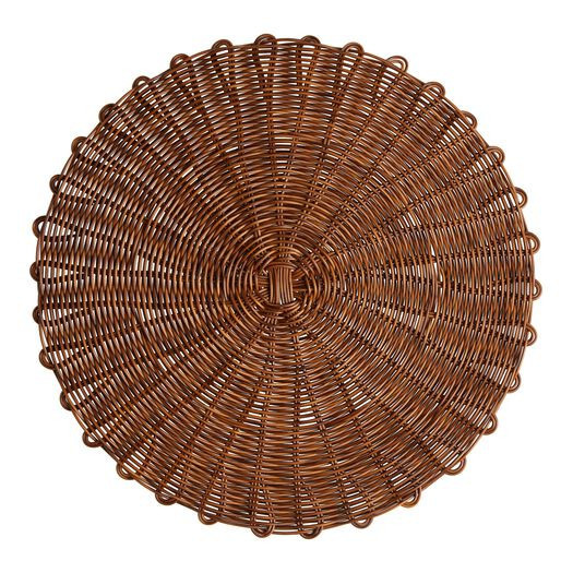 Round Brown Faux Rattan Wipe Off Placemat by World Market | World Market