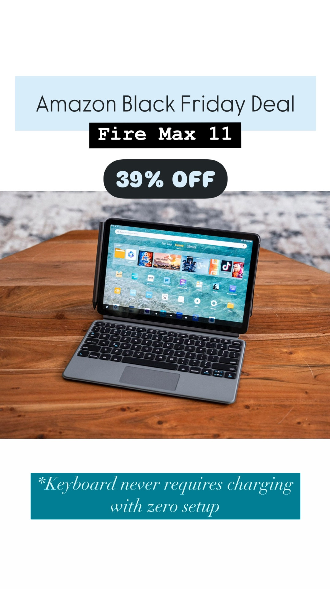 Amazon Fire Max 11 is 39% off, watch movies, scroll social media, play games, read your favorite books, or surf the web. I am loving 🥰 mine! I also hit the keyboard and it’s a total game changer 

Gift ideas, Amazon Black Friday, Black Friday deals, tech deals, gifts for her, gifts for kids, gifts for teens, gifts for him

#LTKWatchNow #LTKGiftGuide #LTKSaleAlert