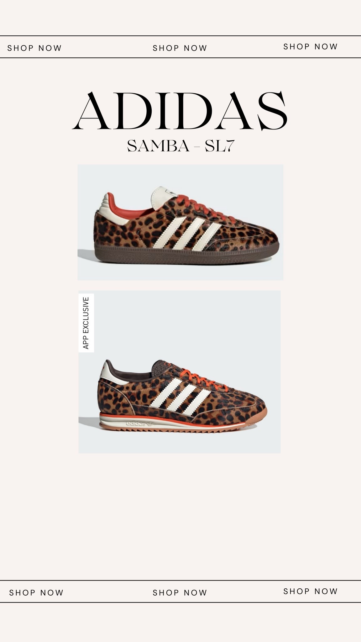 Adidas Samba & Adidas Sl7 leopard print ! 

#LTKgrwm #LTKHoliday #LTKootd