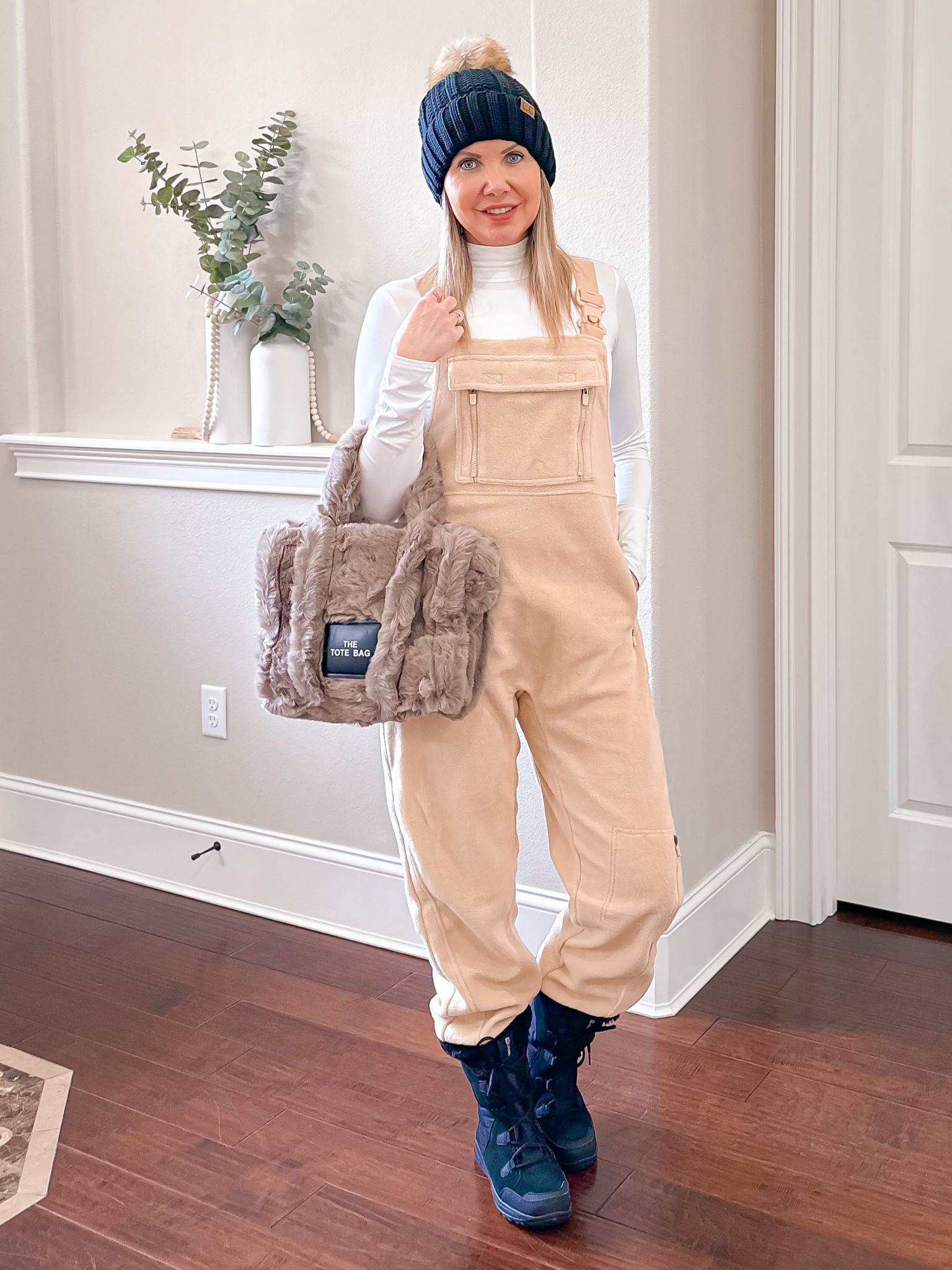 The cold & rainy weather today is a good day to pack for any trips to the snow! 
I got these overalls from Amazon and I’m not disappointed. The khaki, which is what I ordered, has more of a yellow tone than what I personally like, so I will be sending these back and ordering the army green. (You can tell the color difference next to my bag, which is why I paired it with this color instead of the black bag I originally posted this look with.) FreePeople look for less! 

I have the overalls kind of tucked into long slouch socks, but the length is tall girl friendly. 

#LTKsalealert #LTKstyletip #LTKtravel