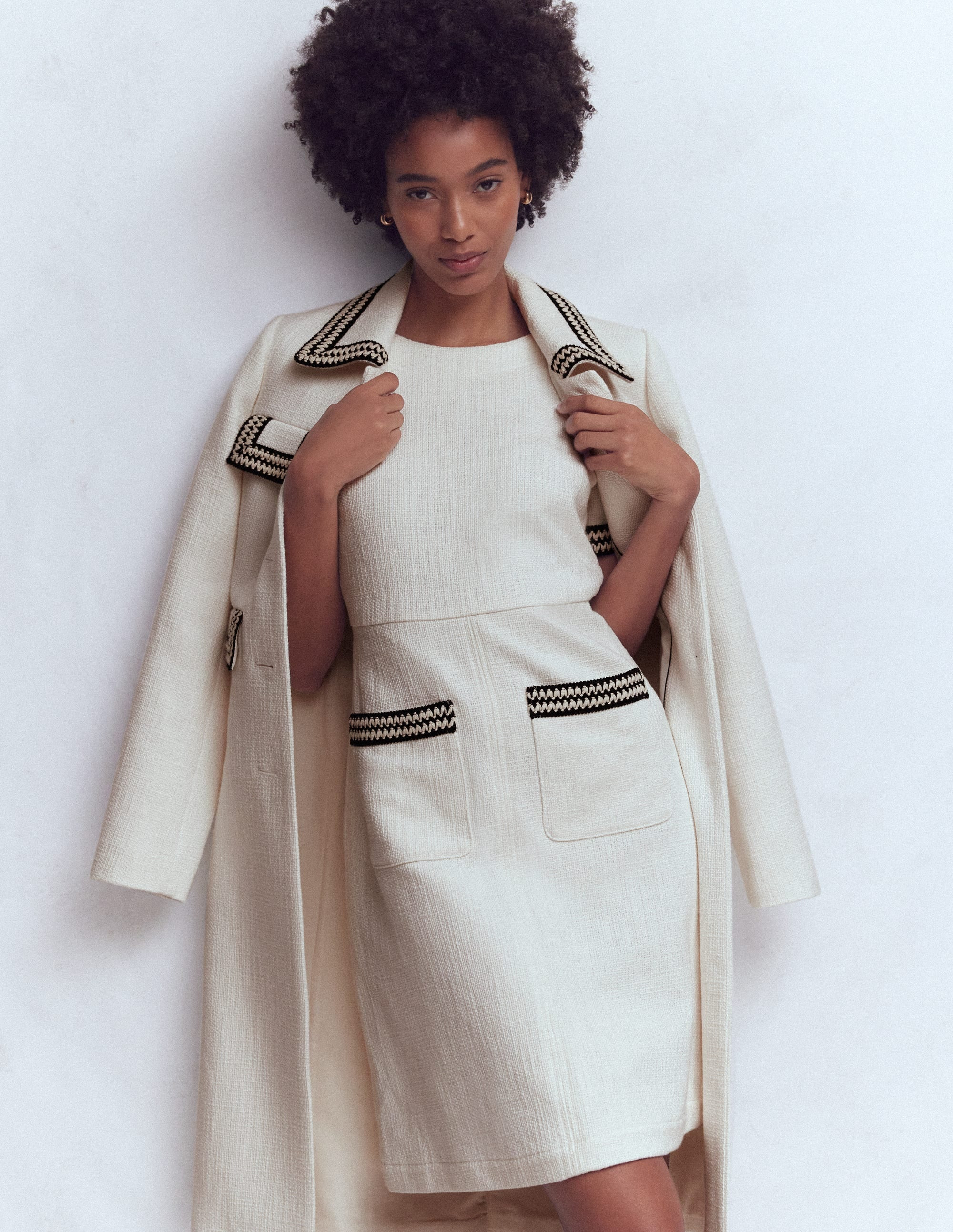 A-line Trim Short Dress-Ivory | Boden (US)