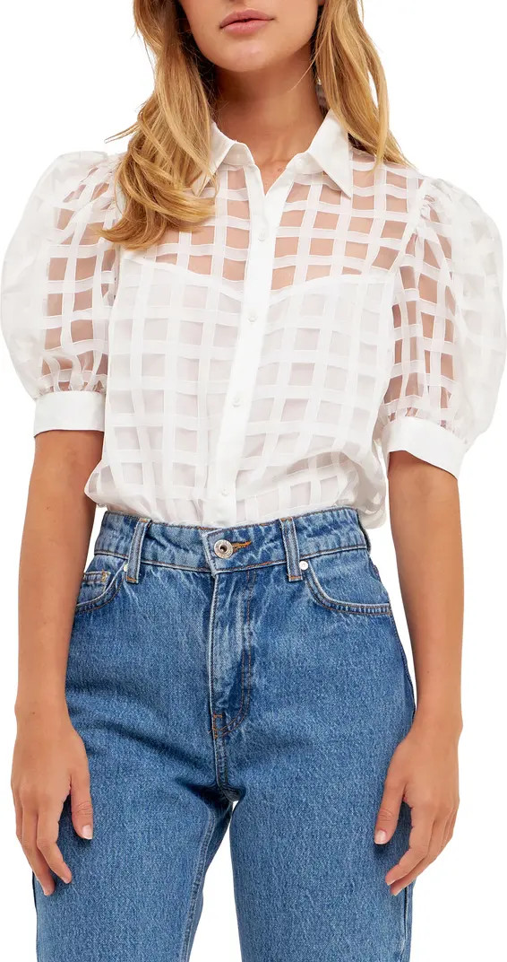 Puff Sleeve Organza Top | Nordstrom