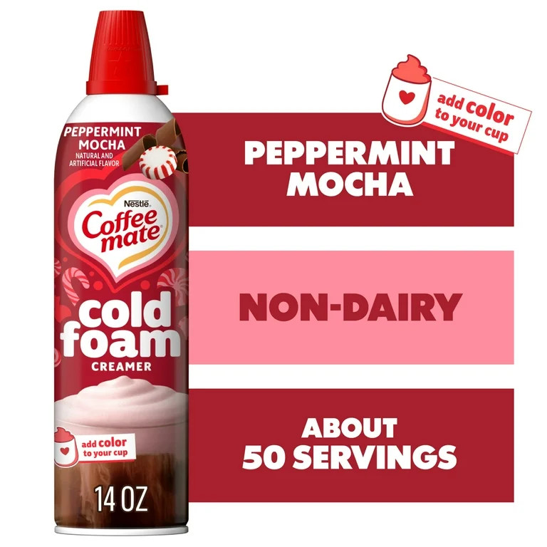 Coffee mate Peppermint Mocha Flavored Cold Foam Creamer, Cold Creamer for Coffee 14 oz | Walmart (US)